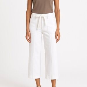 Hudson Wide Leg Front Seam White Ankle Crop Jeans with Attached Tie – Size 8